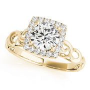14K Yellow Gold 1 1/8 ct tw Halo Diamond Engagement Ring