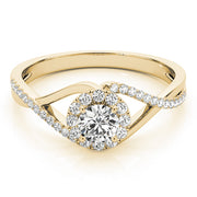 18K Yellow Gold 1 1/4 ct tw Halo Diamond Engagement Ring