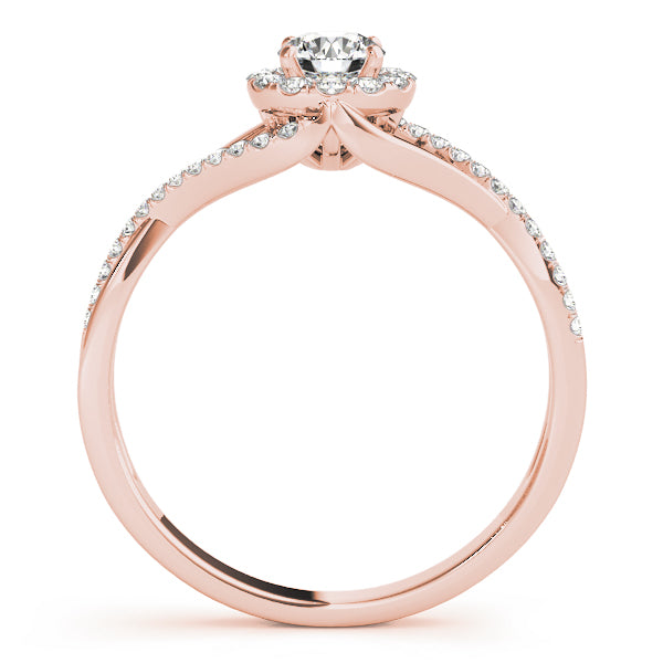18K Rose Gold 1 1/4 ct tw Halo Diamond Engagement Ring