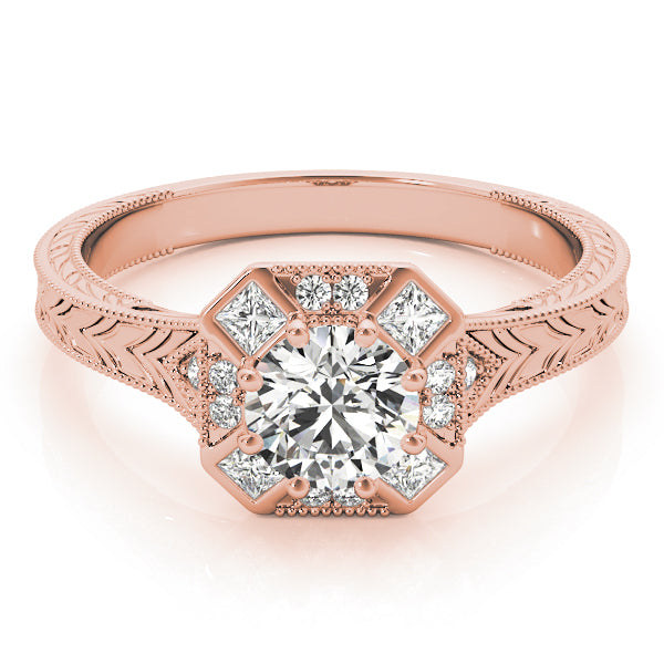 14K Rose Gold 1 1/4 ct tw Halo Diamond Engagement Ring