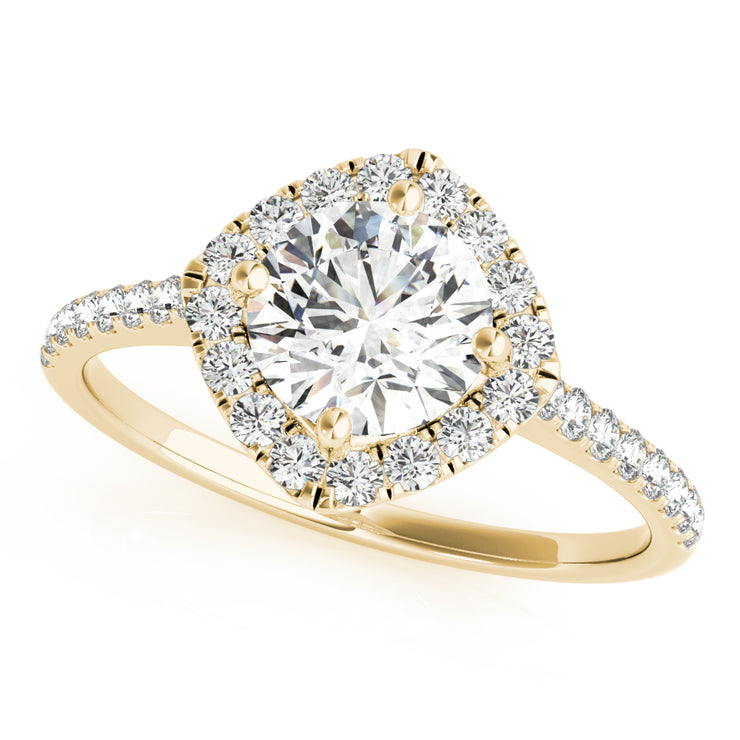 18K Yellow Gold 1 1/3 ct tw Halo Diamond Engagement Ring