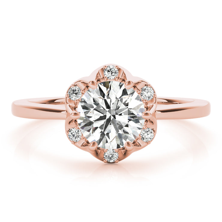 14K Rose Gold 1 ct tw Halo Diamond Engagement Ring