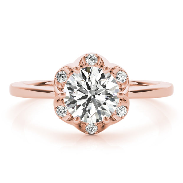 14K Rose Gold 1 ct tw Halo Diamond Engagement Ring