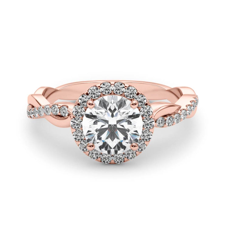 18K Rose Gold 1 1/5 ct tw Halo Diamond Engagement Ring
