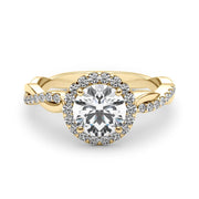 14K Yellow Gold 1 1/5 ct tw Halo Diamond Engagement Ring