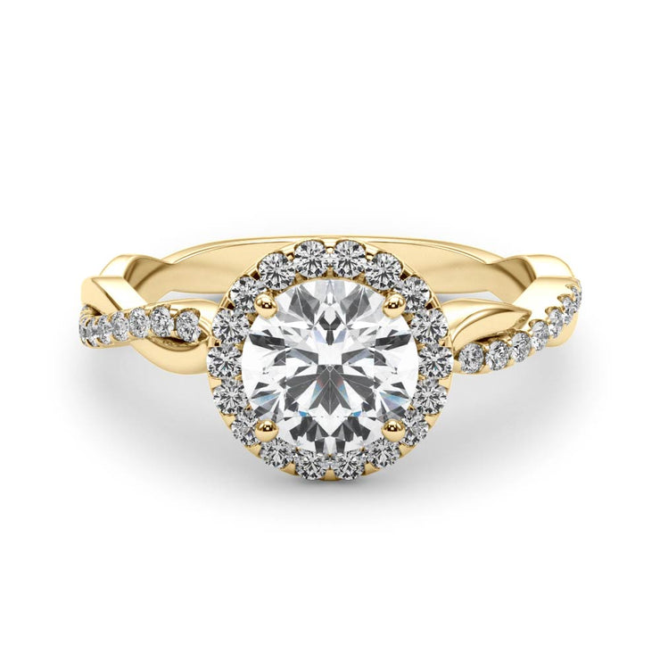 18K Yellow Gold 1 1/5 ct tw Halo Diamond Engagement Ring