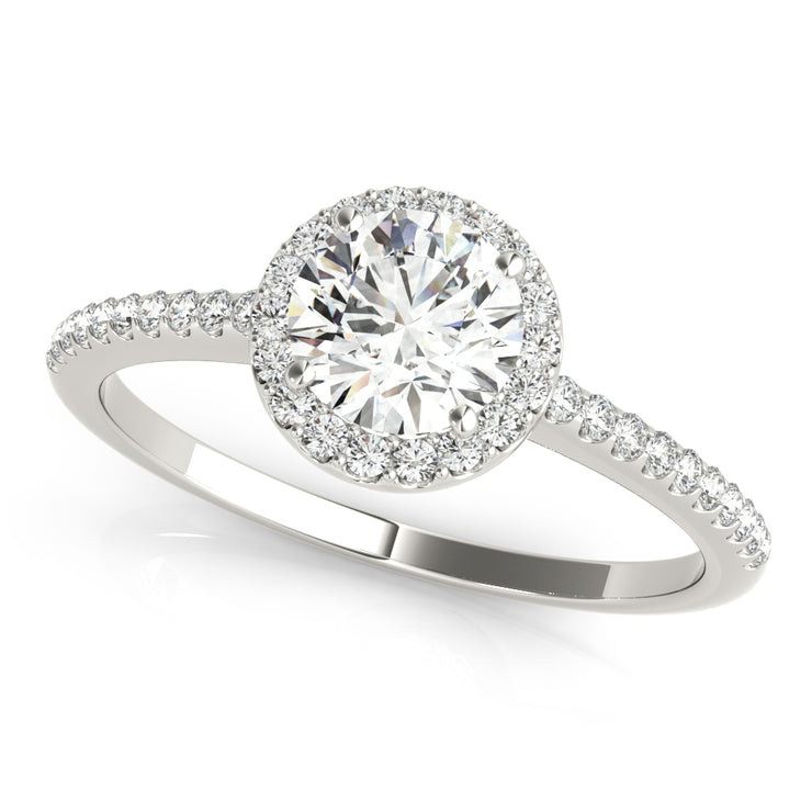 18K White Gold 5/8 ct tw Halo Diamond Engagement Ring