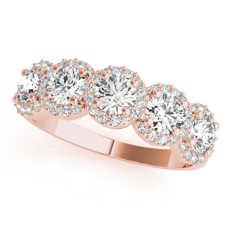14K Rose Gold 1 1/2 ct tw Diamond Wedding Ring