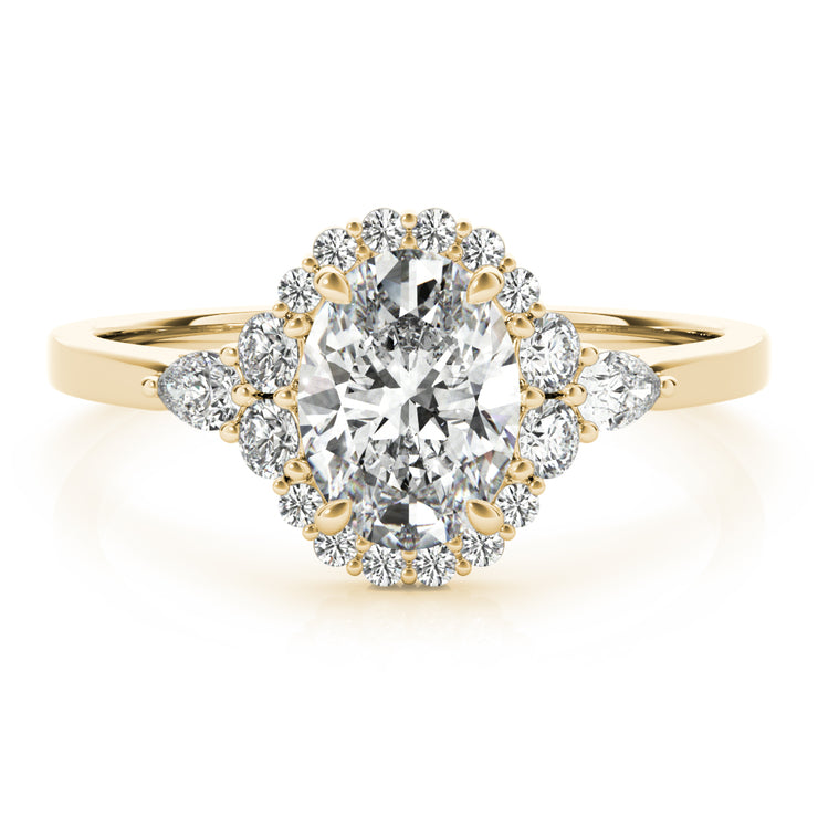 18K Yellow Gold 5/8 ct tw Halo Diamond Engagement Ring