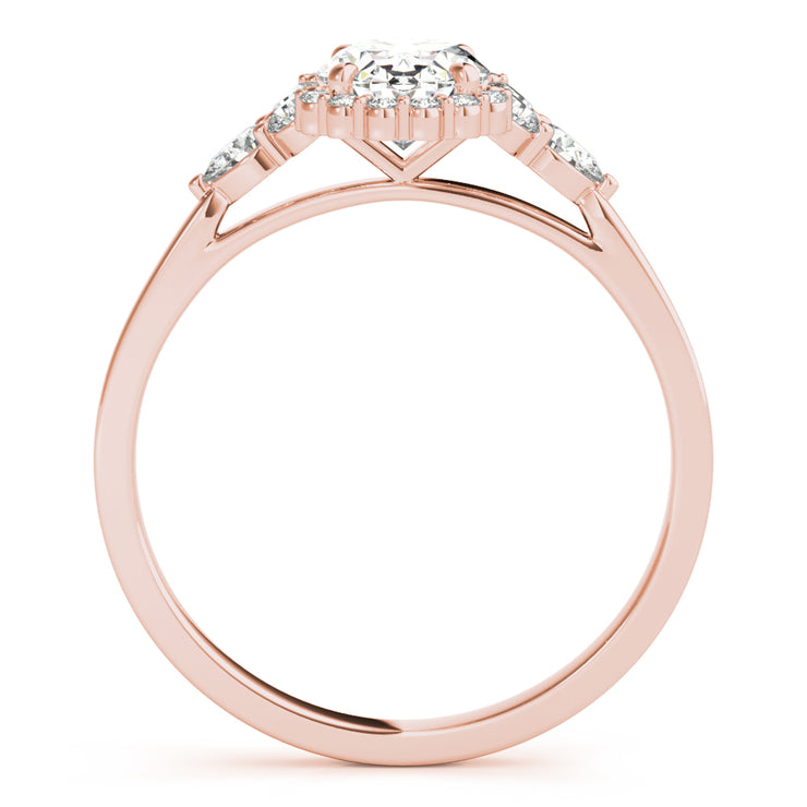 14K Rose Gold 5/8 ct tw Halo Diamond Engagement Ring