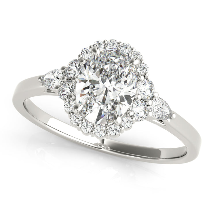 14K White Gold 5/8 ct tw Halo Diamond Engagement Ring