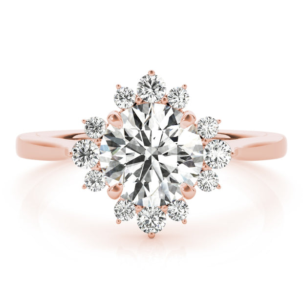 18K Rose Gold 1 1/5 ct tw Halo Diamond Engagement Ring