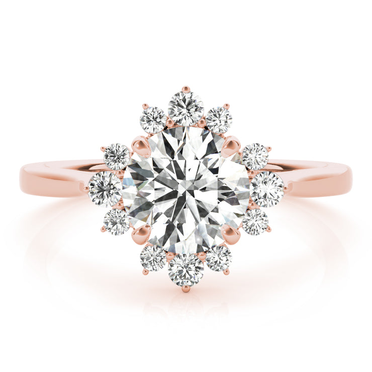 14K Rose Gold 1 1/5 ct tw Halo Diamond Engagement Ring