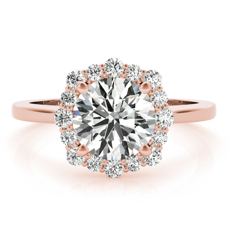 14K Rose Gold 1 1/5 ct tw Halo Diamond Engagement Ring