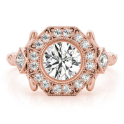14K Rose Gold 1 1/3 ct tw Halo Diamond Engagement Ring