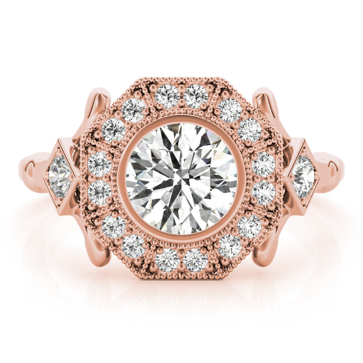 14K Rose Gold 1 1/3 ct tw Halo Diamond Engagement Ring