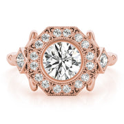 14K Rose Gold 1 1/3 ct tw Halo Diamond Engagement Ring