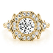 14K Yellow Gold 1 1/3 ct tw Halo Diamond Engagement Ring