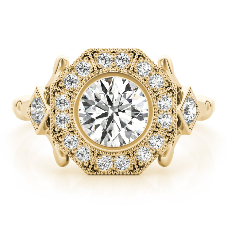 14K Yellow Gold 1 1/3 ct tw Halo Diamond Engagement Ring