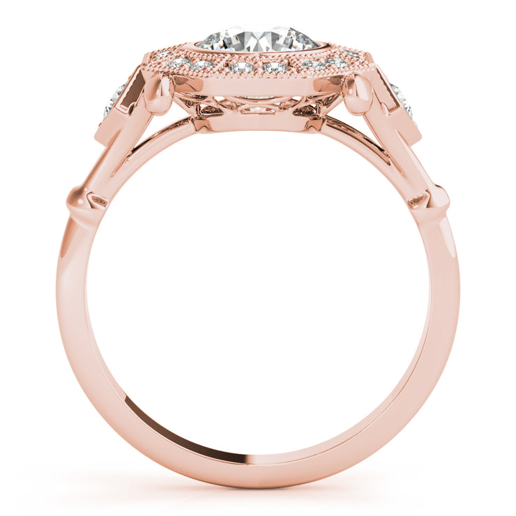18K Rose Gold 1 1/3 ct tw Halo Diamond Engagement Ring