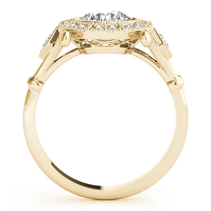 18K Yellow Gold 1 1/3 ct tw Halo Diamond Engagement Ring