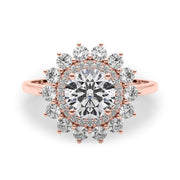 18K Rose Gold 1 5/8 ct tw Halo Diamond Engagement Ring