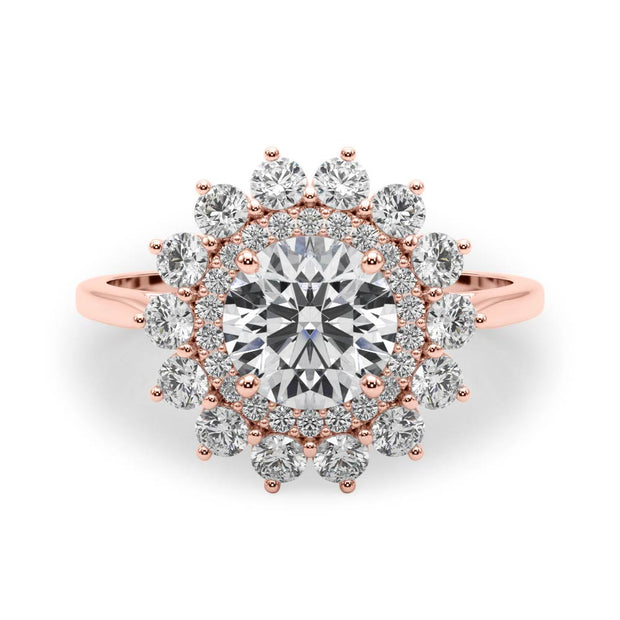 18K Rose Gold 1 5/8 ct tw Halo Diamond Engagement Ring