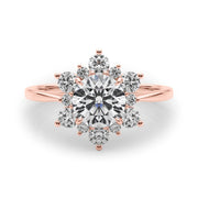 18K Rose Gold 1 1/2 ct tw Halo Diamond Engagement Ring