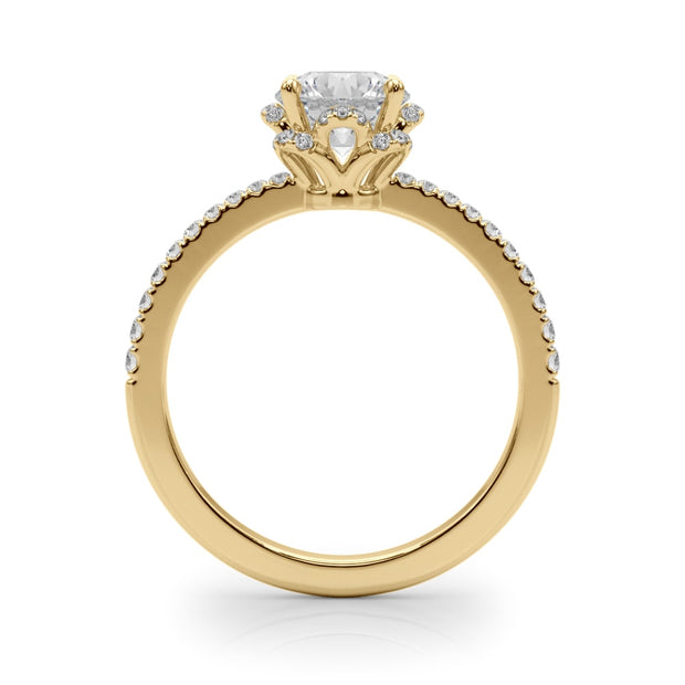 18K Yellow Gold 1 1/4 ct tw Halo Diamond Engagement Ring