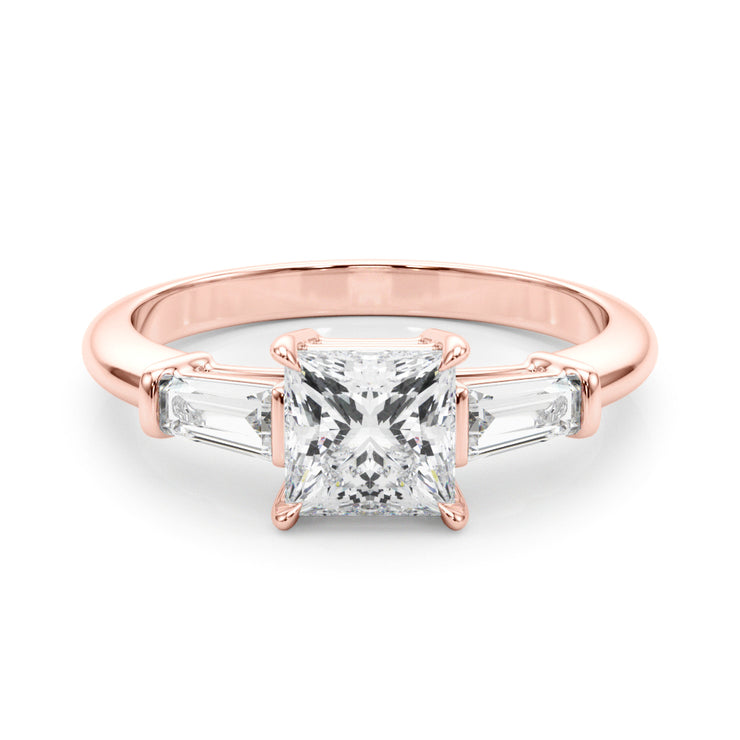 18K Rose Gold 1 ct tw Three Stone Diamond Engagement Ring