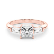 14K Rose Gold 1 ct tw Three Stone Diamond Engagement Ring