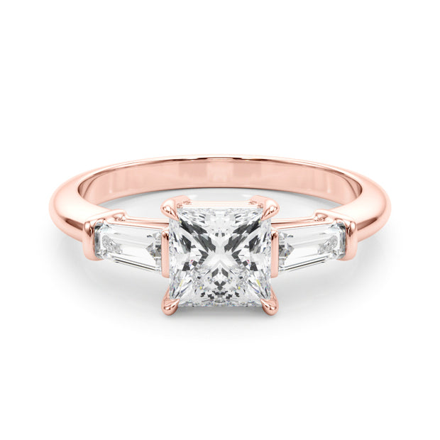 14K Rose Gold 1 ct tw Three Stone Diamond Engagement Ring