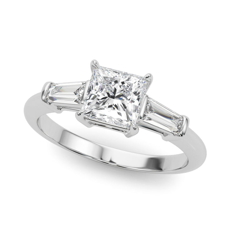 18K White Gold 1 ct tw Three Stone Diamond Engagement Ring