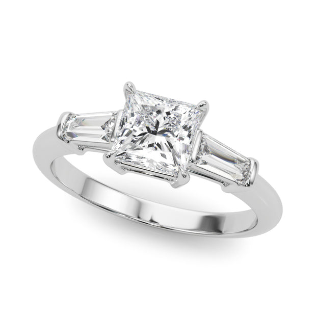 14K White Gold 1 ct tw Three Stone Diamond Engagement Ring