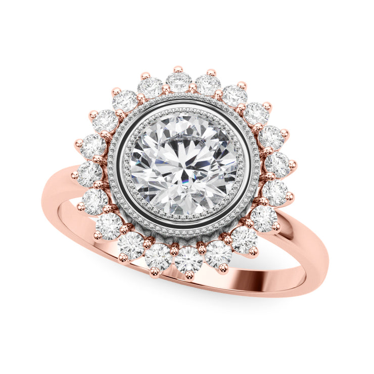 18K Rose Gold 1 1/3 ct tw Halo Diamond Engagement Ring