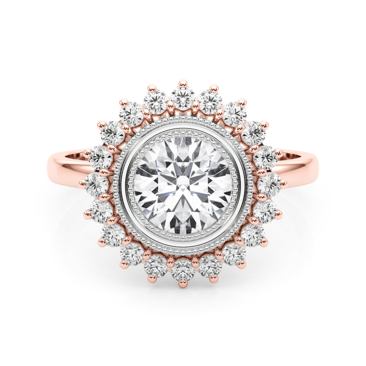 18K Rose Gold 1 1/3 ct tw Halo Diamond Engagement Ring