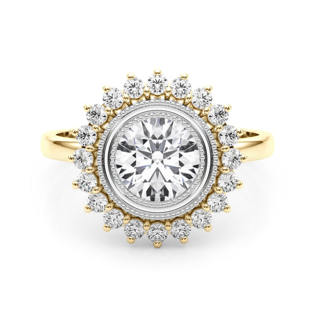 18K Yellow Gold 1 1/3 ct tw Halo Diamond Engagement Ring