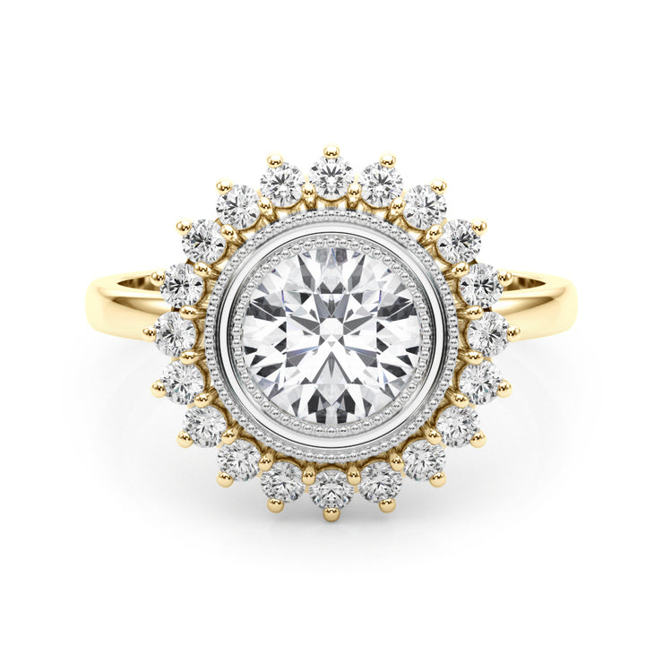 14K Yellow Gold 1 1/3 ct tw Halo Diamond Engagement Ring