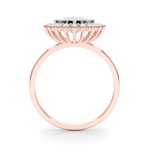 14K Rose Gold 1 1/3 ct tw Halo Diamond Engagement Ring