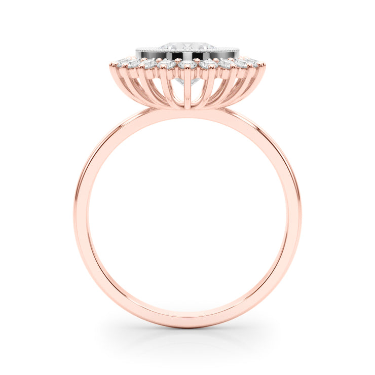 14K Rose Gold 1 1/3 ct tw Halo Diamond Engagement Ring