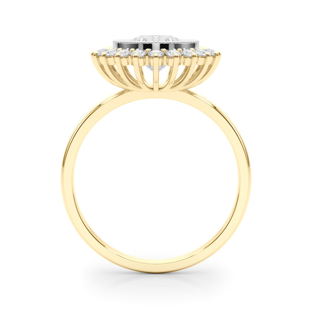 18K Yellow Gold 1 1/3 ct tw Halo Diamond Engagement Ring