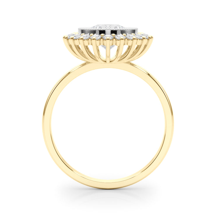 18K Yellow Gold 1 1/3 ct tw Halo Diamond Engagement Ring