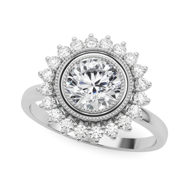 Platinum 1 1/3 ct tw Halo Diamond Engagement Ring