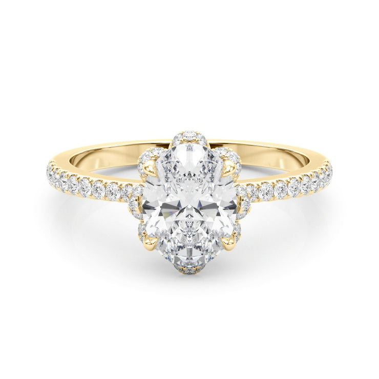 18K Yellow Gold Oval Diamond Engagement Ring with Halo