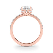 14K Rose Gold Oval Diamond Halo Engagement Ring