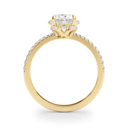 18K Yellow Gold Oval Diamond Engagement Ring with Halo