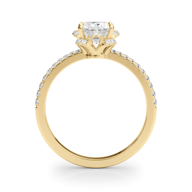 18K Yellow Gold Oval Diamond Engagement Ring with Halo