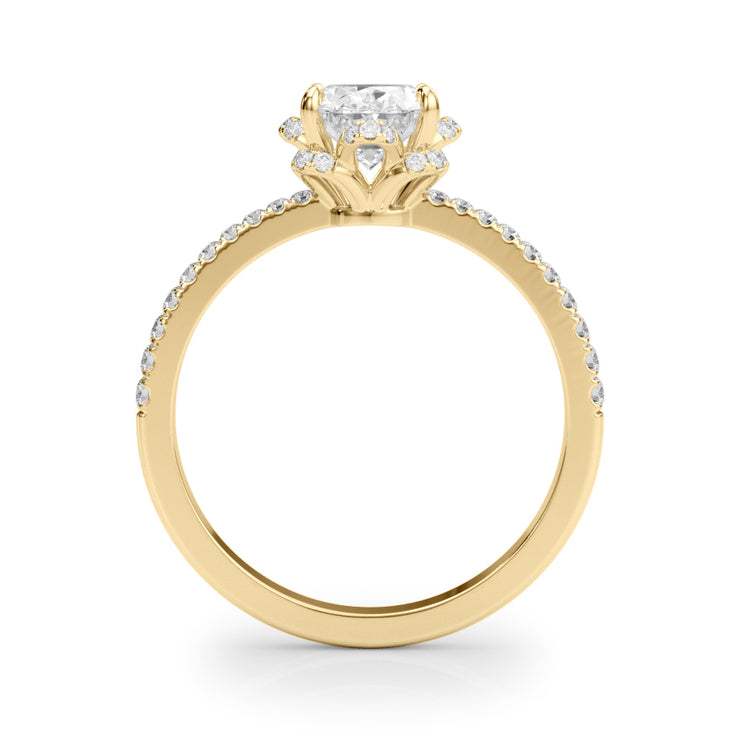 18K Yellow Gold Oval Diamond Engagement Ring with Halo