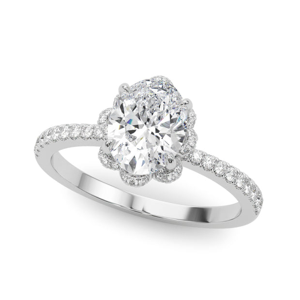 Oval Diamond Halo Engagement Ring
