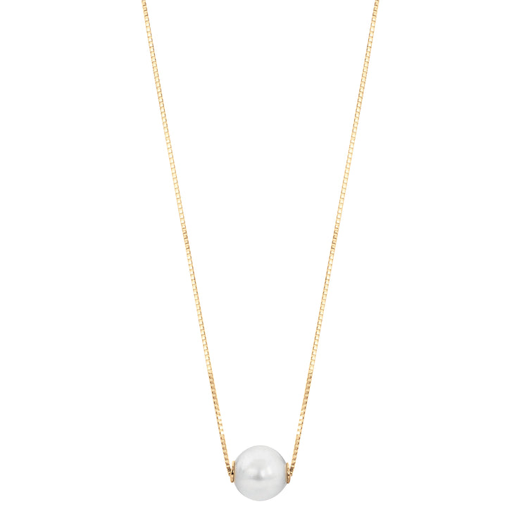 14KT Yellow Gold Akoya Pearl Solitaire Necklace